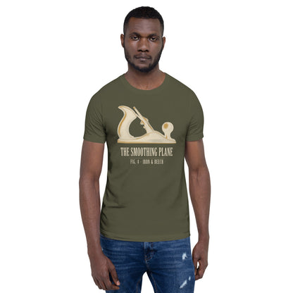 Fig. 4 The Smoothing Plane woodworking tee — Military Green, on model