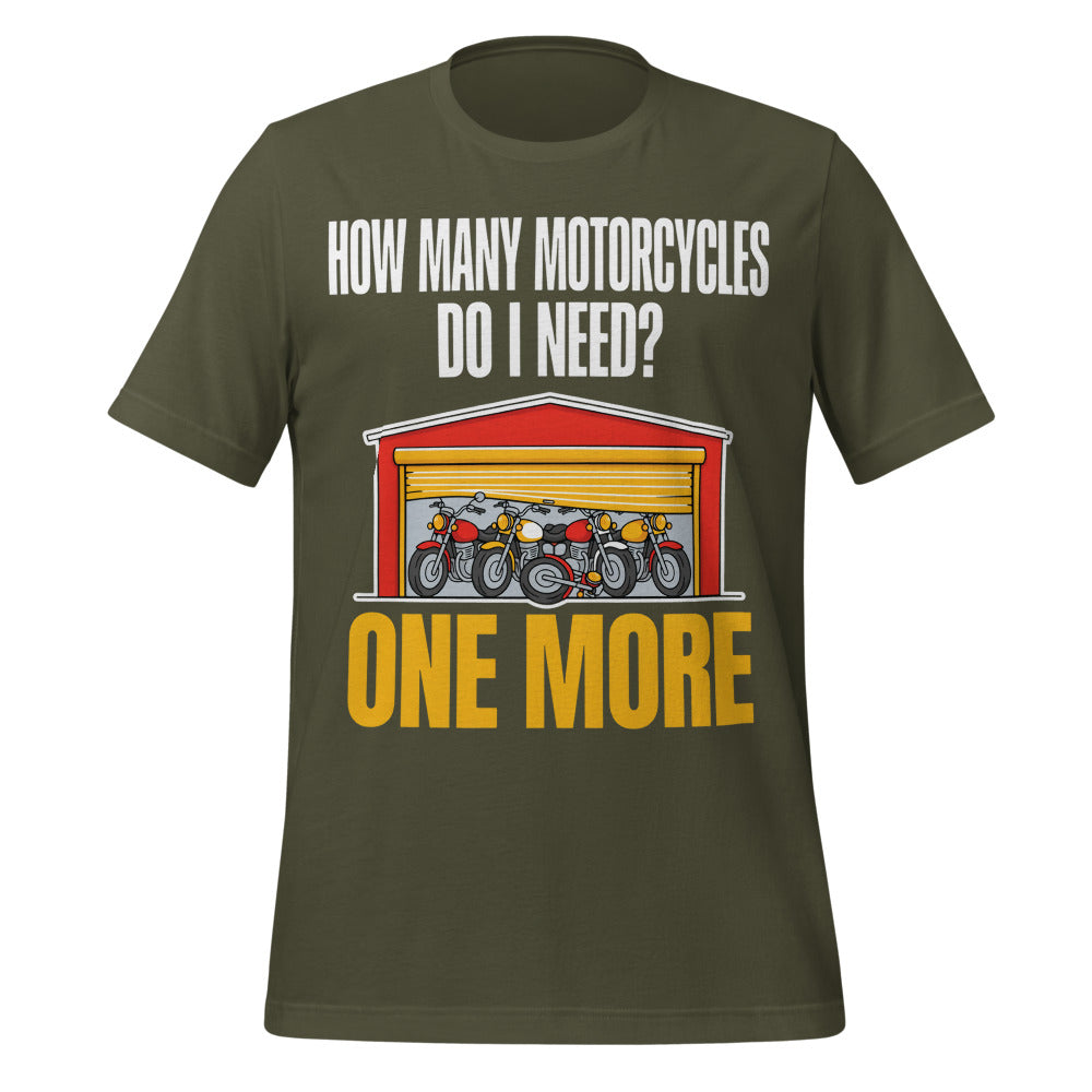 One More funny motorcycle tee — Military Green, front