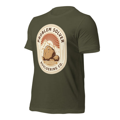 Problem Solver Bouldering Badge t-shirt — Military Green, front-right