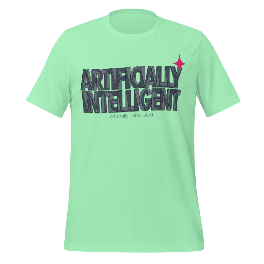 Artificially Intelligent funny AI t-shirt — Mint, front