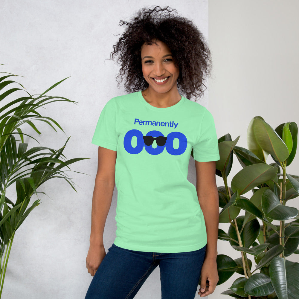 Permanently OOO out of office unisex t-shirt — Mint, on model