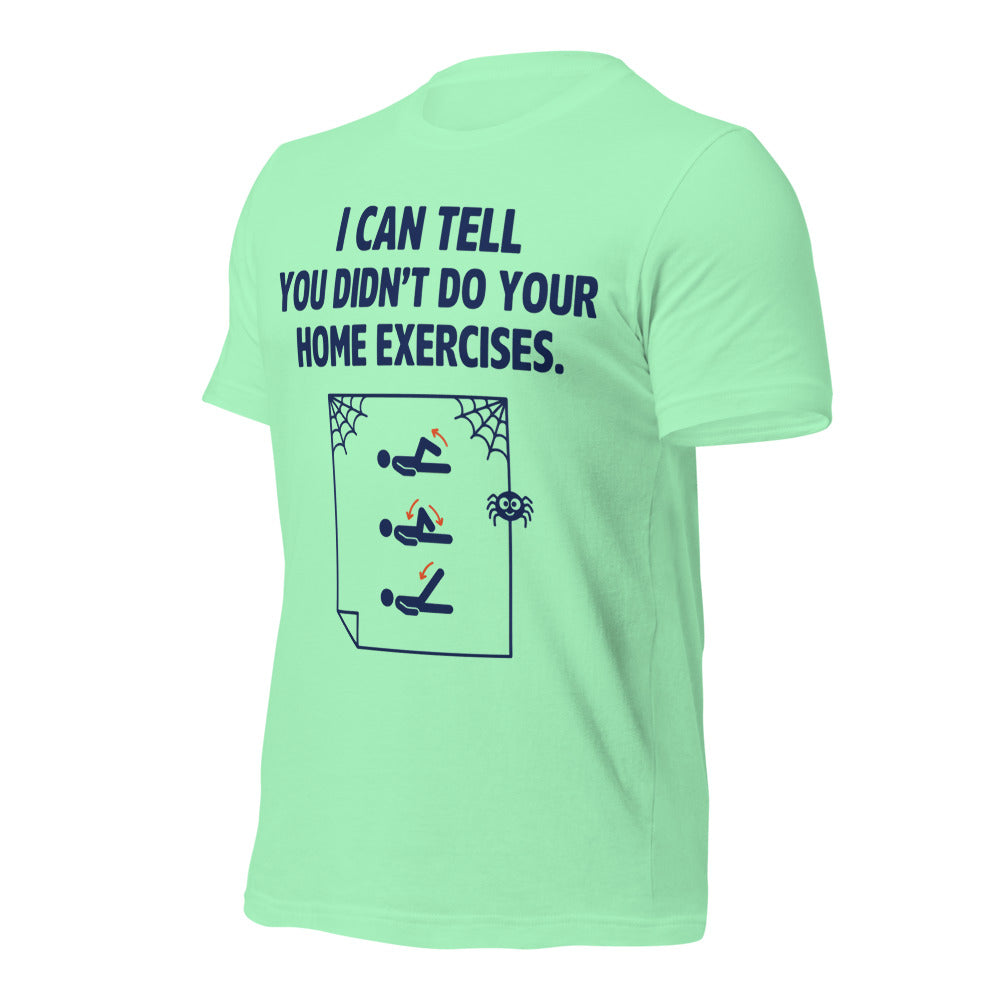 Home Exercises funny physical therapy tee — Mint, front-right