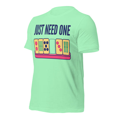 Just Need One funny mahjong tee — Mint, front-right