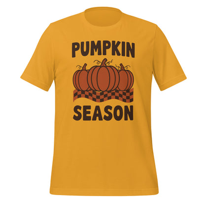 Pumpkin Season retro 70s fall t-shirt — Mustard, front