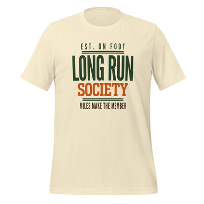 Long Run Society retro running tee — Natural, front