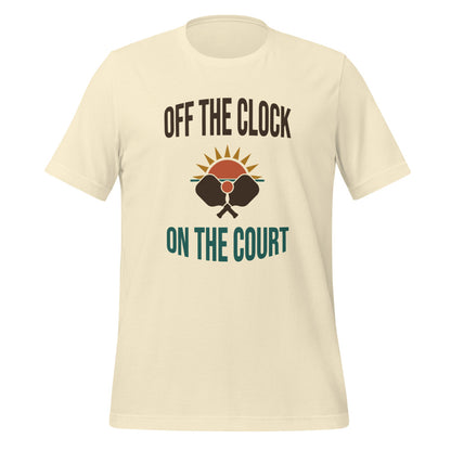 Off The Clock On The Court retro pickleball tee — Natural, front