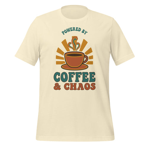 Funny Teacher Shirt, Teacher Coffee Tee, Teacher Appreciation Gift — Powered By Coffee And Chaos Retro Groovy Teacher Tee