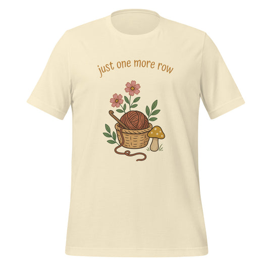 Just One More Row crochet cottagecore tee — Natural, front