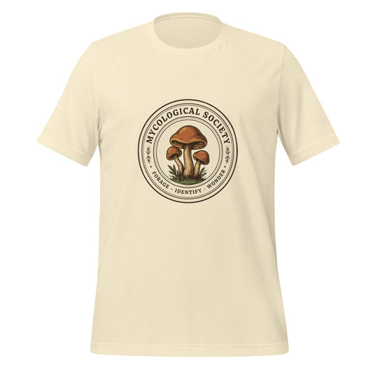 Mushroom Foraging Mycological Society vintage botanical tee — Natural, front