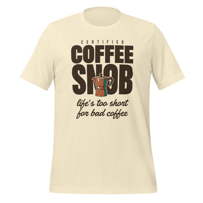 Certified Coffee Snob coffee tee — Natural, front