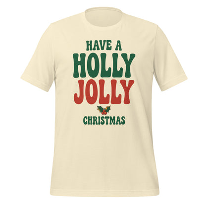 Groovy Holly Jolly retro Christmas tee — Natural, front