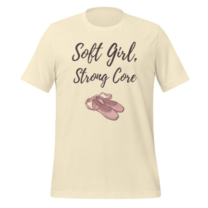 Soft Girl Strong Core ballet coquette pilates tee — Natural, front