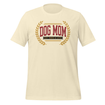 Dog Mom vintage varsity wordmark tee — Natural, front