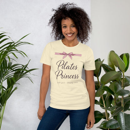 Pilates Princess coquette bow tee — Natural, on model
