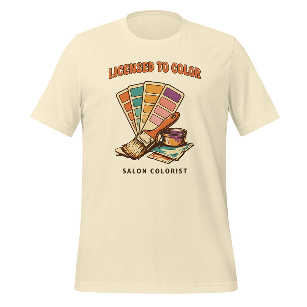 Salon colorist Licensed to Color retro tee — Natural, front