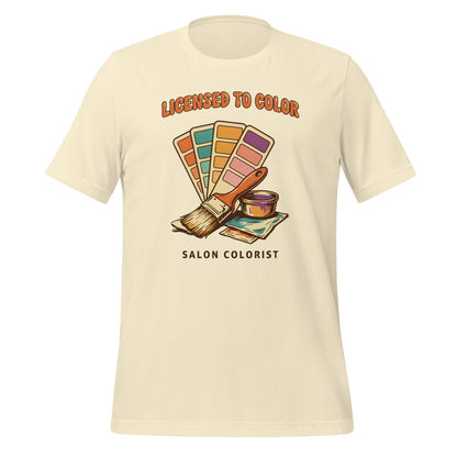 Salon colorist Licensed to Color retro tee — Natural, front