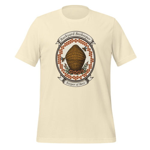 Backyard Beekeeper Shirt, Keeper of Bees Gift Tee, Vintage Apiary Crest — Beekeeping Emblem Tee
