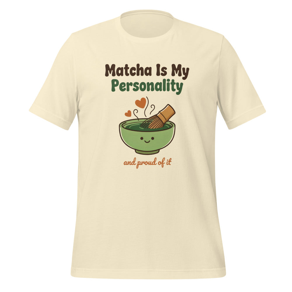Matcha Is My Personality retro matcha tee — Natural, front