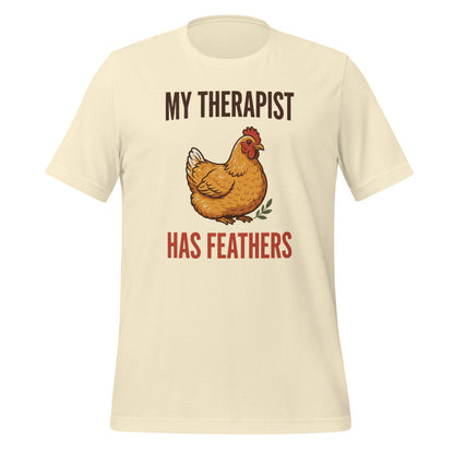 My Therapist Has Feathers funny chicken keeper tee — Natural, front