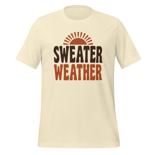 Sweater Weather retro 70s fall t-shirt — Natural, front