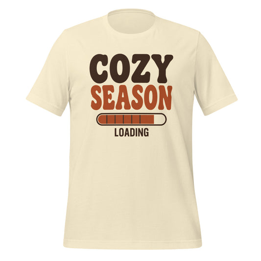 Cozy Season Loading retro 70s fall t-shirt — Natural, front
