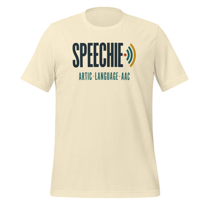 Speechie Wordmark speech therapy tee — Natural, front