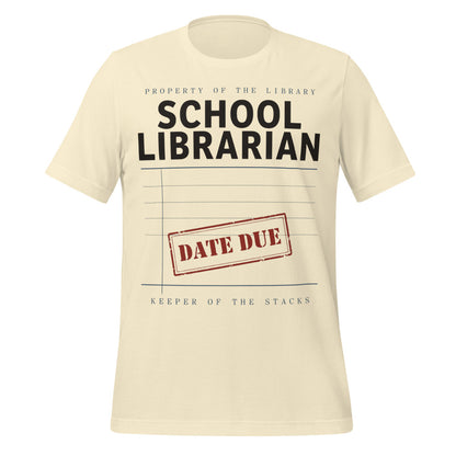 Property of the School Library card catalog school librarian tee — Natural, front
