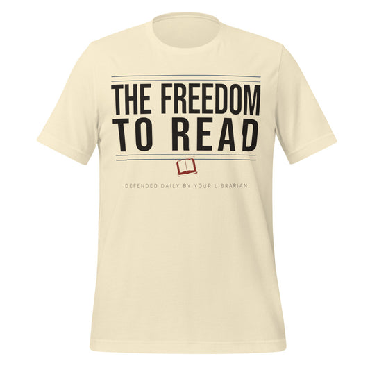 The Freedom to Read school librarian tee — Natural, front