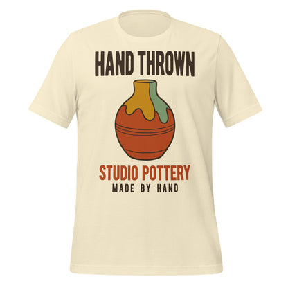 Hand Thrown Studio Pottery retro poster t-shirt — Natural, front