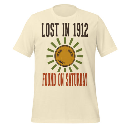 Lost in 1912 Found on Saturday retro metal detecting tee — Natural, front
