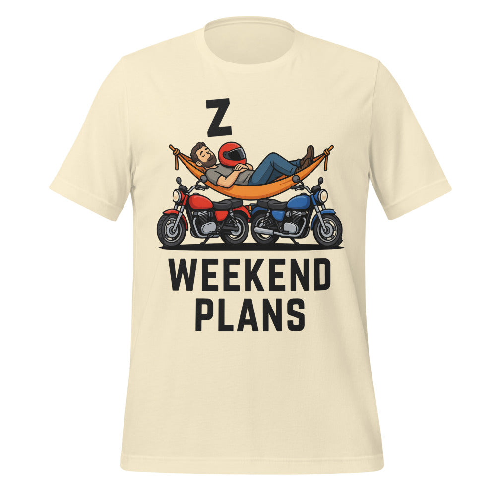 Weekend Plans funny motorcycle dad tee — Natural, front