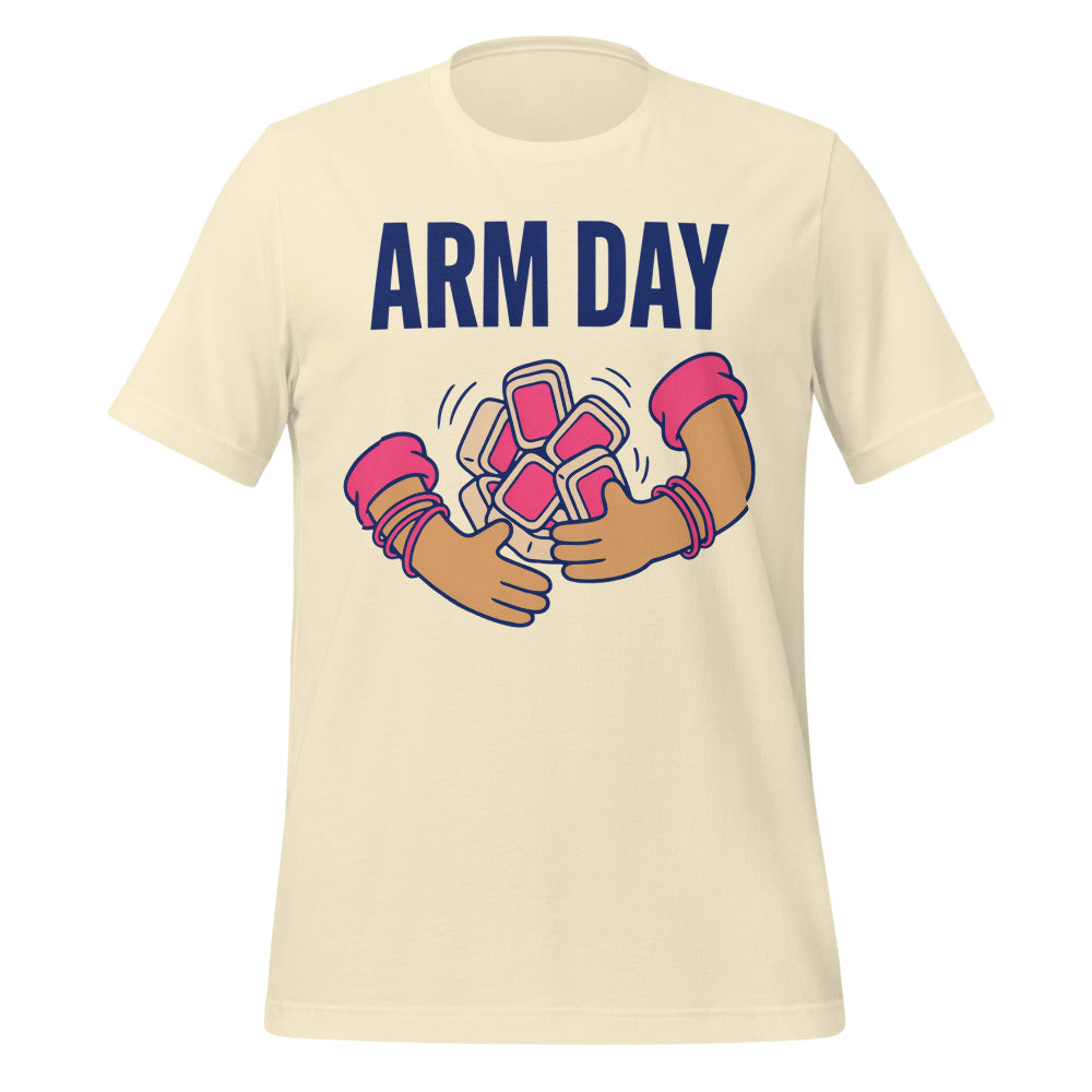 Arm Day funny mahjong tee — Natural, front
