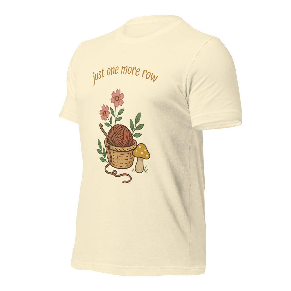 Just One More Row crochet cottagecore tee — Natural, front-right