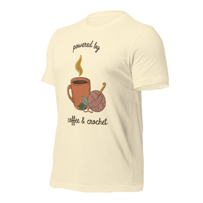 Powered by Coffee and Crochet cottagecore crochet tee — Natural, front right