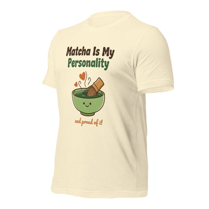 Matcha Is My Personality retro matcha tee — Natural, front-right