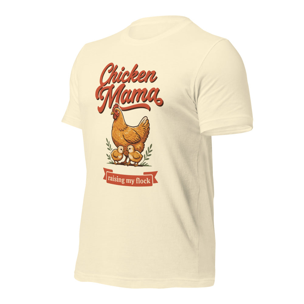 Chicken Mama raising my flock chicken keeper tee — Natural, front-right