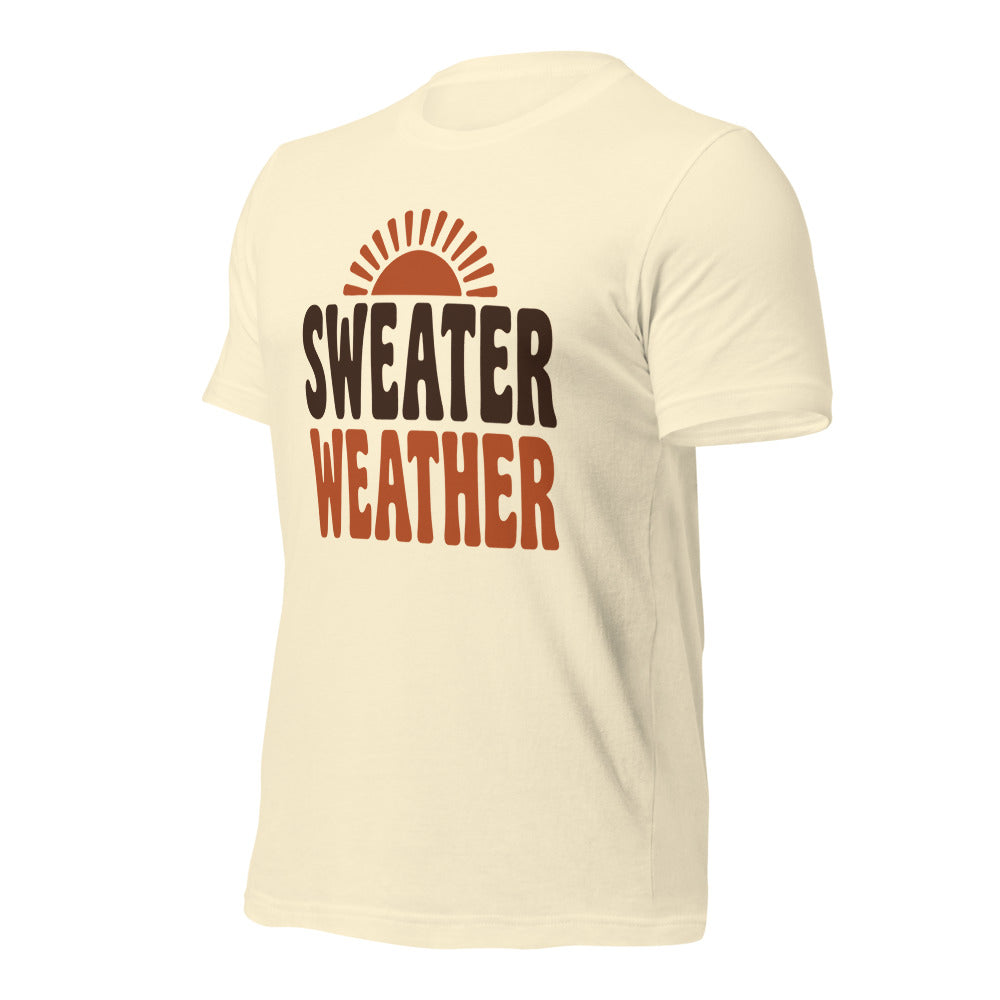 Sweater Weather retro 70s fall t-shirt — Natural, front-right
