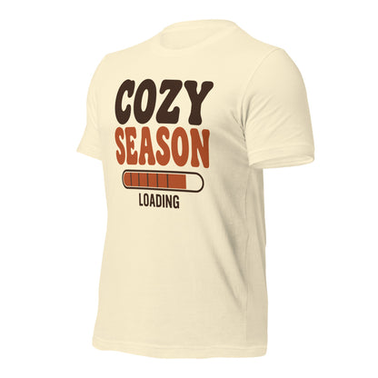 Cozy Season Loading retro 70s fall t-shirt — Natural, front-right