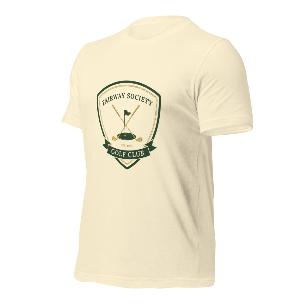 Fairway Society vintage golf club crest tee — Natural, front-right