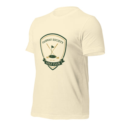 Fairway Society vintage golf club crest tee — Natural, front-right