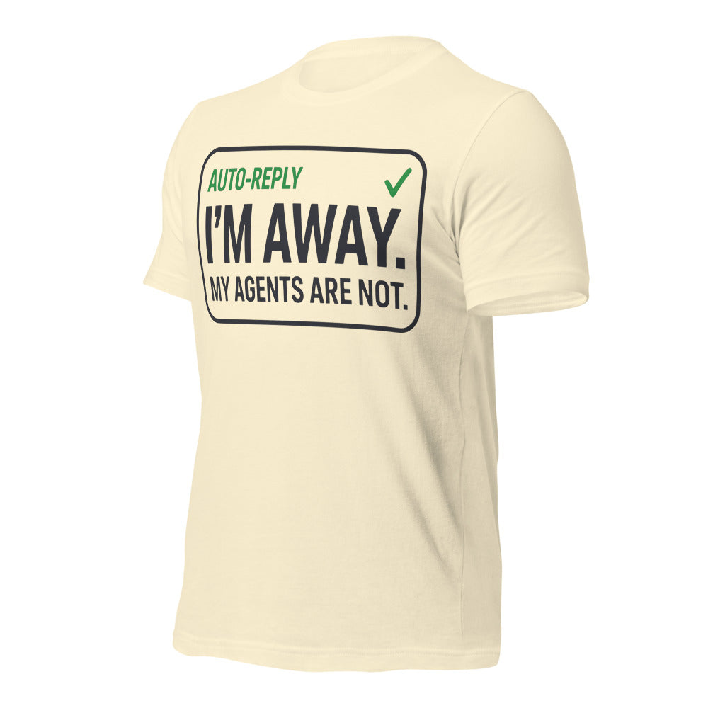 Auto-Reply agentic AI engineer tee — Natural, front-right