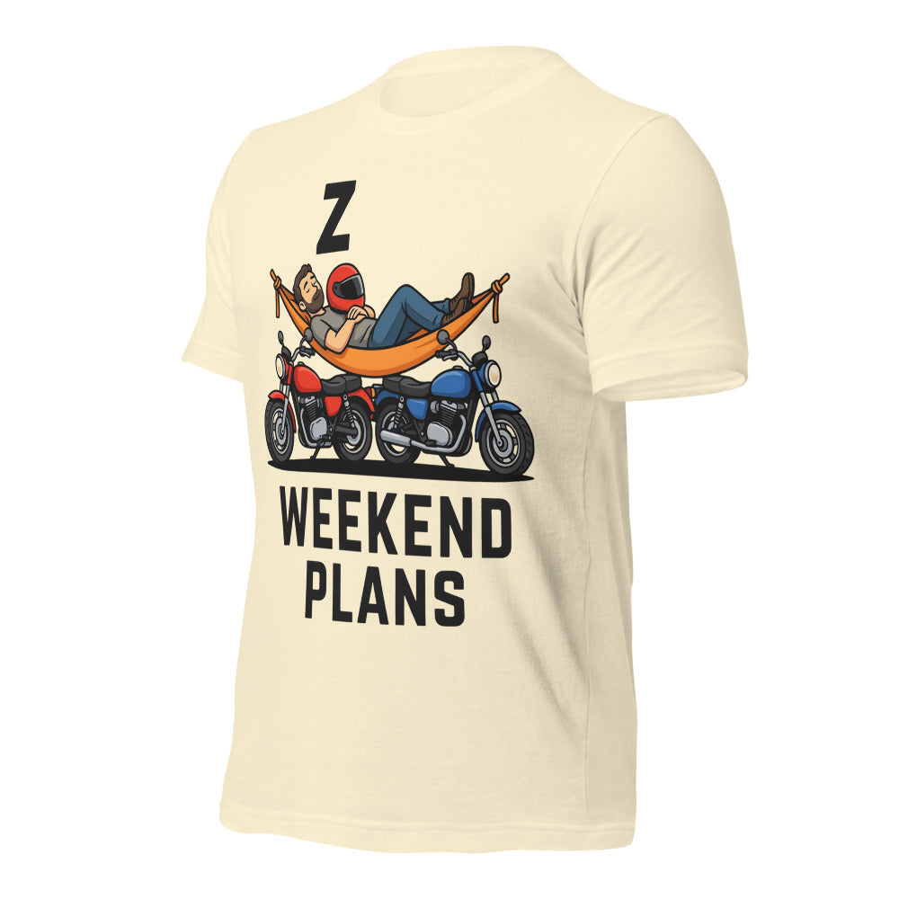 Weekend Plans funny motorcycle dad tee — Natural, front-right