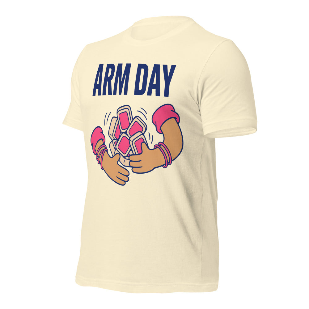 Arm Day funny mahjong tee — Natural, front-right
