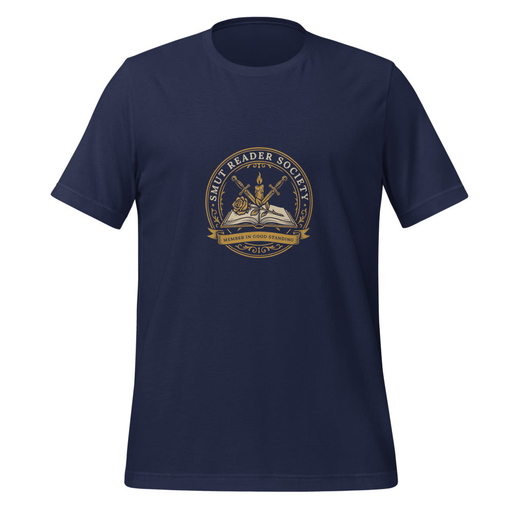 Smut Reader Society book lover dark academia tee — Navy, front