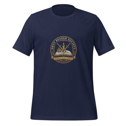Smut Reader Society book lover dark academia tee — Navy, front