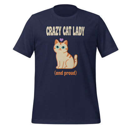 Crazy Cat Lady and Proud retro Y2K tee — Navy, front