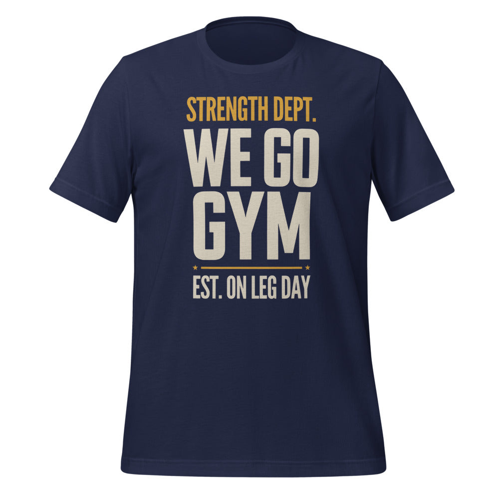 We Go Gym vintage athletic gym tee — Navy, front