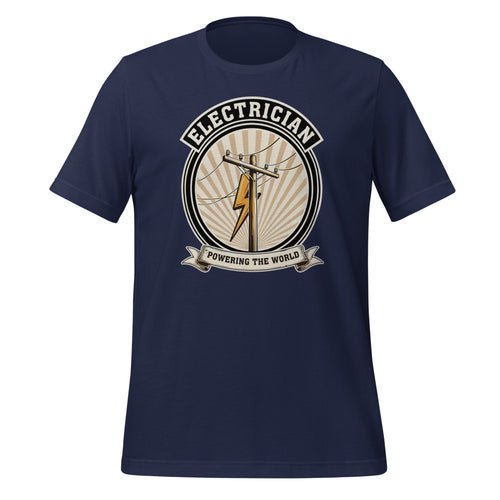 Electrician Shirt, Electrician Gift for Him, Vintage Trade Emblem Tee — Powering the World Retro Patch