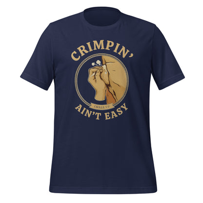 Crimpin' Ain't Easy bouldering badge t-shirt — Navy, front