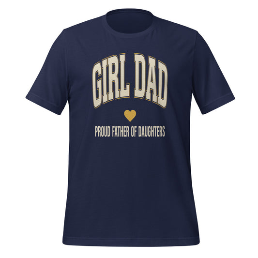 Girl Dad retro varsity tee — Navy, front